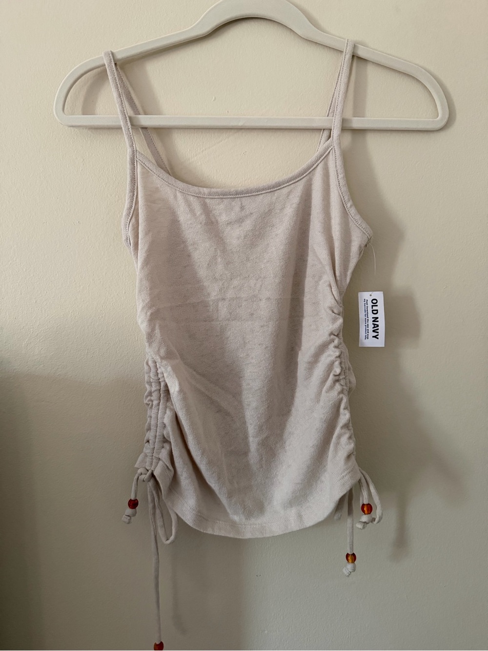 Old Navy Beige Ruched-Side Spaghetti Strap Tank - NWT